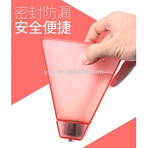factory wholesale 260ml single wall plsatic logo customized Triangular flat water bottle with handle/color optional/portable