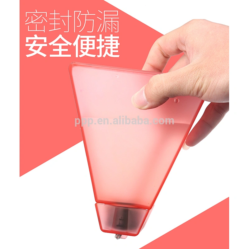factory wholesale 260ml single wall plsatic logo customized Triangular flat water bottle with handle/color optional/portable