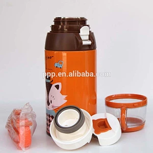 2018 Easy carring double wall stainless steel insulated kid's water bottle with straw and cup sleeve