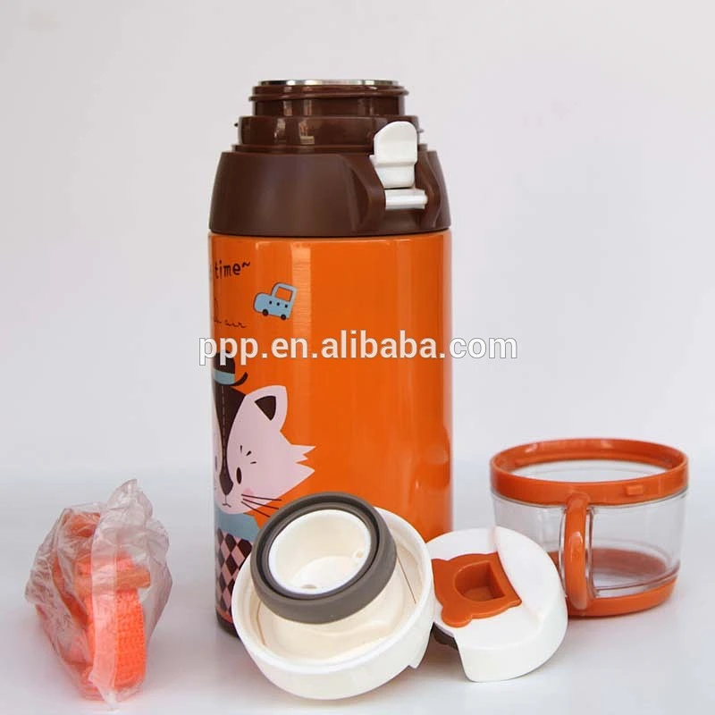 2018 Easy carring double wall stainless steel insulated kid's water bottle with straw and cup sleeve