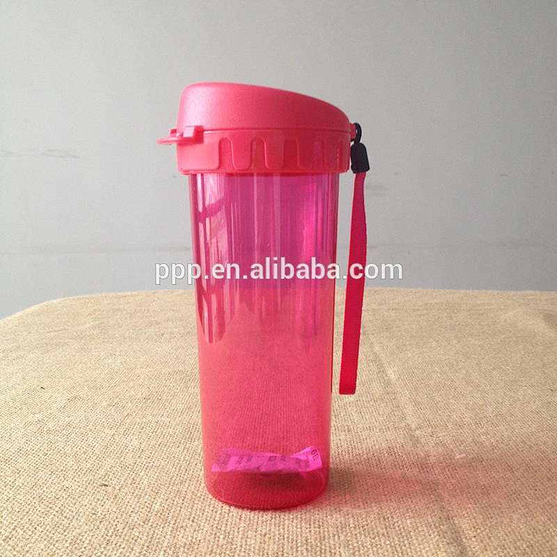 BPA free single wall plastic leakproof sports water bottle with handle
