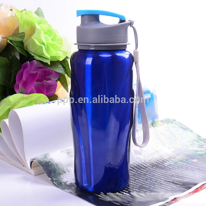 single wall stainless steel sports water bottle with large capacity and fixed handle/flip top lid