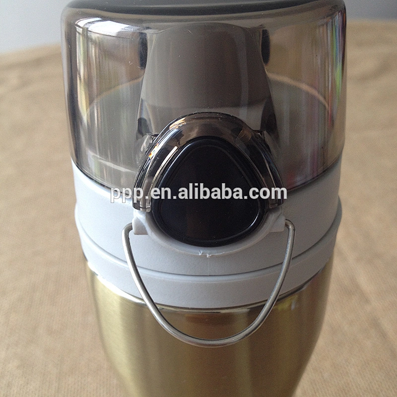 double wall stainless steel insulated water bottle with flip top and snap and closure