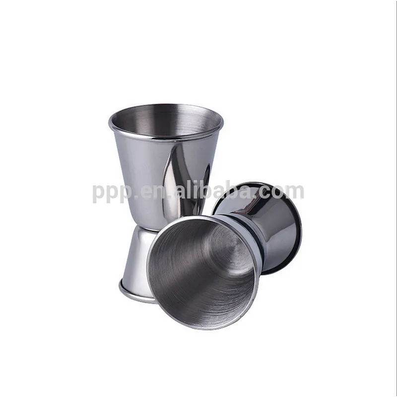 15&30ml single wall stainless steel logo customized double jigger/Spirit Cocktail Measuring Glass Cup Shot Jigger