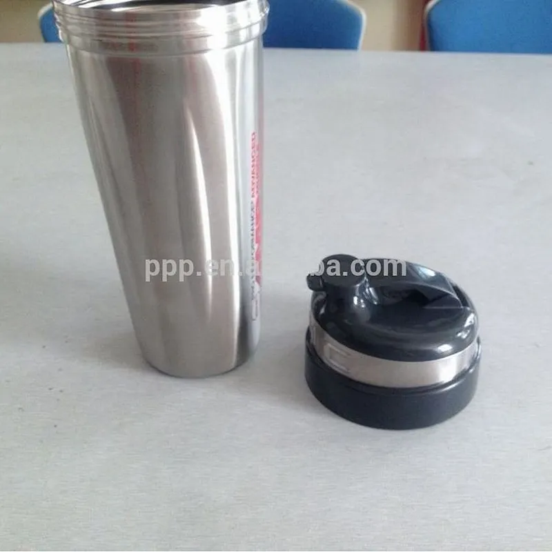 Protein Shake Stainless Steel Water Bottle With Logo and plastic mesh/milk shaker bottle