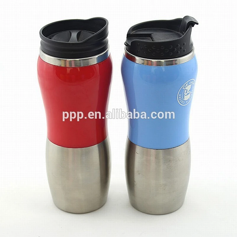Inner stainless steel outer plastic auto mug without handle