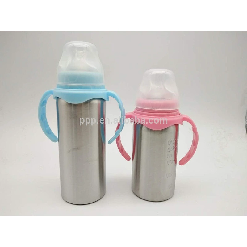 280ml/350ml double wall stainless steel 100% leakproof kid's feeding bottle with fixed handle and scale