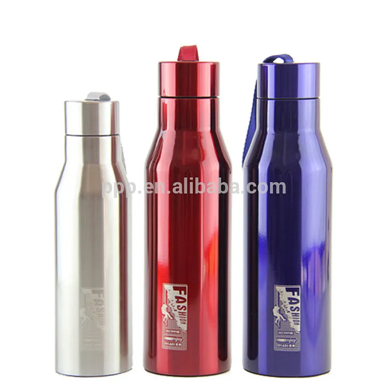 single wall stainless steel portable sports water bottle with string