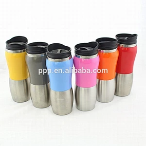 Inner stainless steel outer plastic auto mug without handle