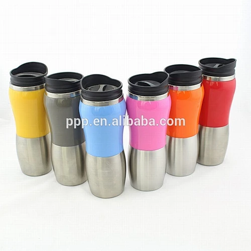 Inner stainless steel outer plastic auto mug without handle