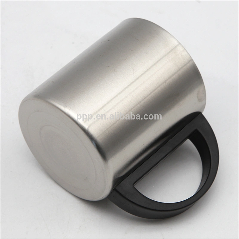 factory wholesale double wall stainless steel logo customized beer mug with fixed plastic semicircular handle/coffee mug