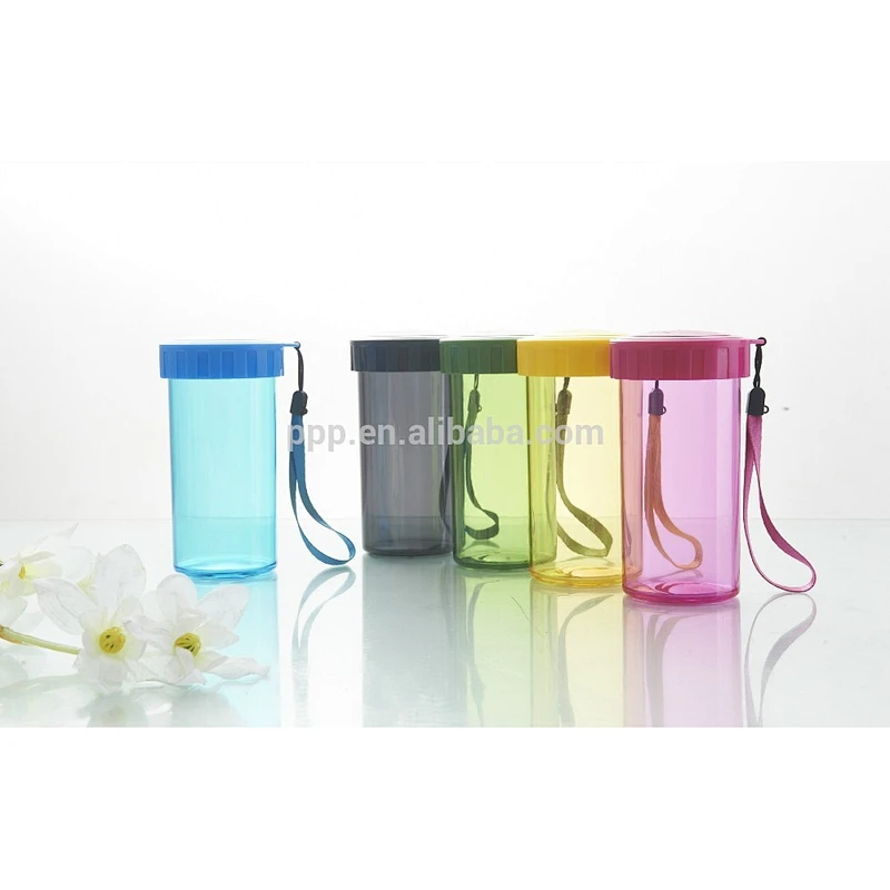 300ml BPA free plastic water bottle promotionan item water bottle colorful bottle with string
