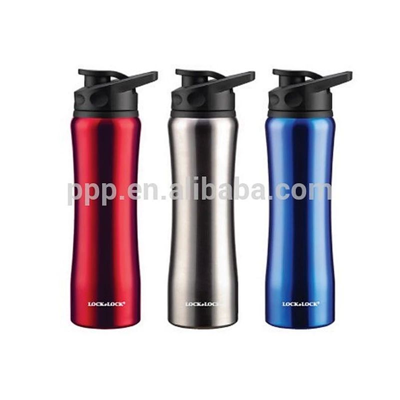 750ml logo customized single wall stainless steel sports water bottle with fixed handle and flap cover