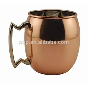 single wall stainless steel logo customized drum type edge curl copper plating beer mug/portable with handle/large capacity