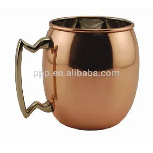 single wall stainless steel logo customized drum type edge curl copper plating beer mug/portable with handle/large capacity