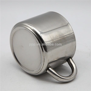 factory wholesale double wall stainless steel logo customized beer mug with fixed semicircular stainless steel handle/coffee mug
