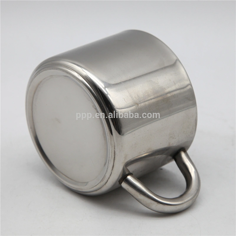 factory wholesale double wall stainless steel logo customized beer mug with fixed semicircular stainless steel handle/coffee mug