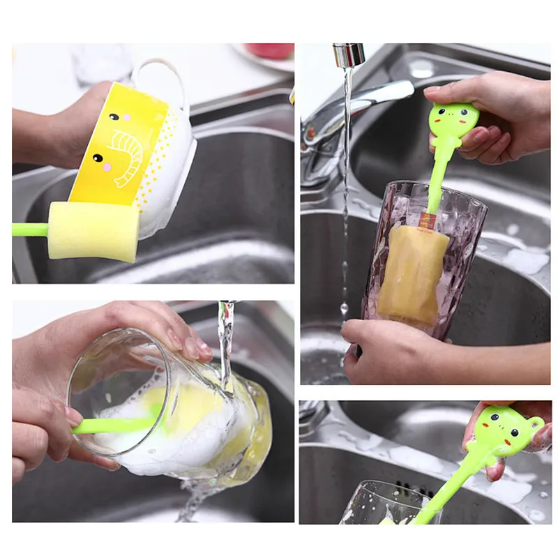 bear shaped sponge cup cleaning brush children color sponge bottle cleaning brushes