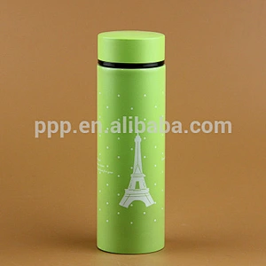260ml factory direct wholesale double wall Stianlss steel colored water bottle with cute aiffel tower design and straight body