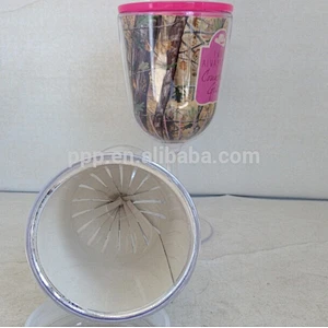 BPA free double wall plastic wine mug elegant goblet cup with lid and straw