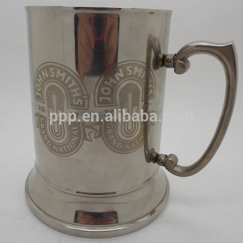 450/580/1000ml double wall stainless steel logo customized vacuum insulated beer mug/silver beer mug/portable with handle