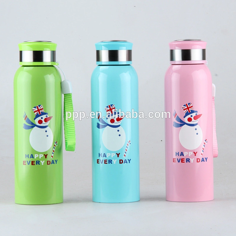 cute snowman stainless steel sports bottle