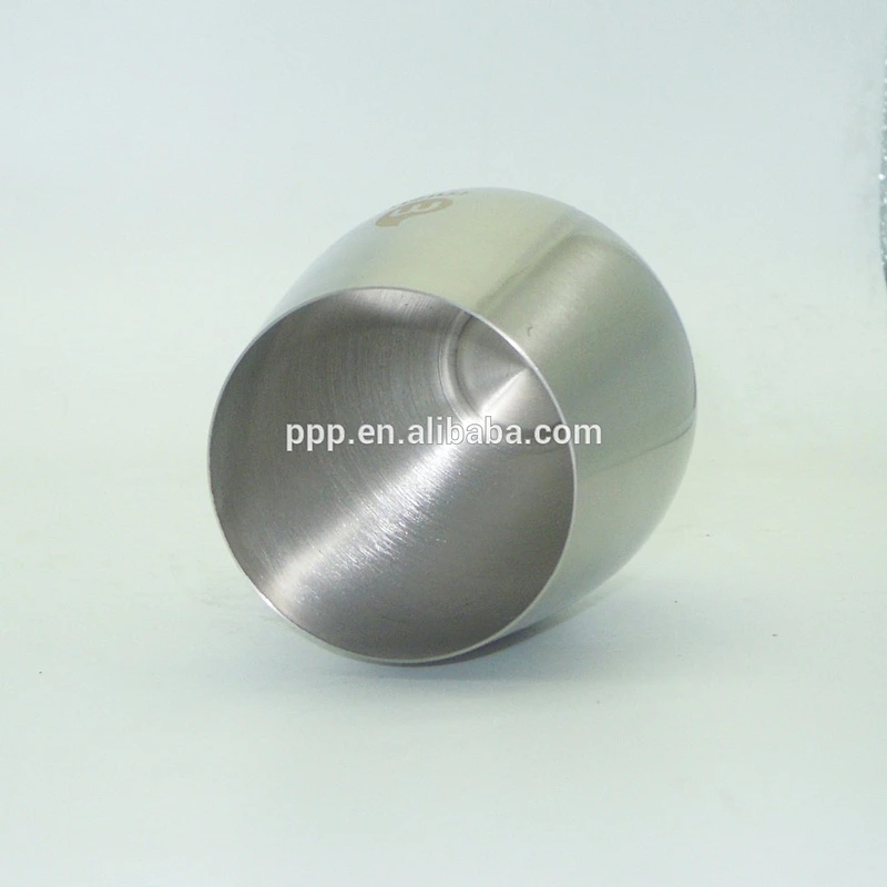 18oz single wall stainless steel high quality egg shaped stemless wine cup