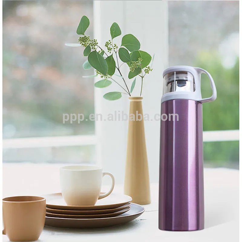 500ml\750ml\1000ml double wall stainless steel vacuum flask with handle in plastic cover