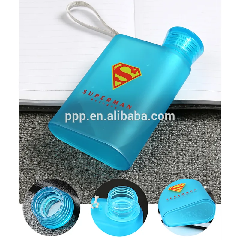 Wholesale custom logo water cup plastic bottle flat water bottle