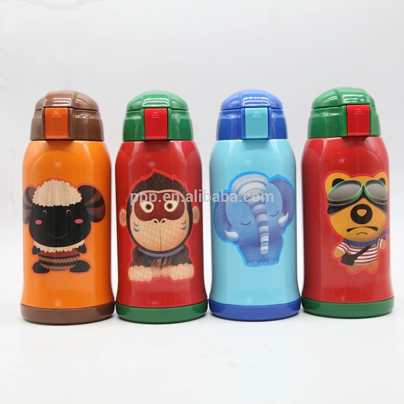 600ml double wall stainless steel logo customized kid's tumbler with wrist straw/push type switch/kid's bottle with cloth bag