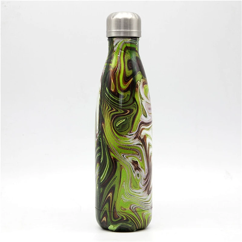 Gas dyer printing cola shaped double walled stainless steel vacuum insulated sports  bottle