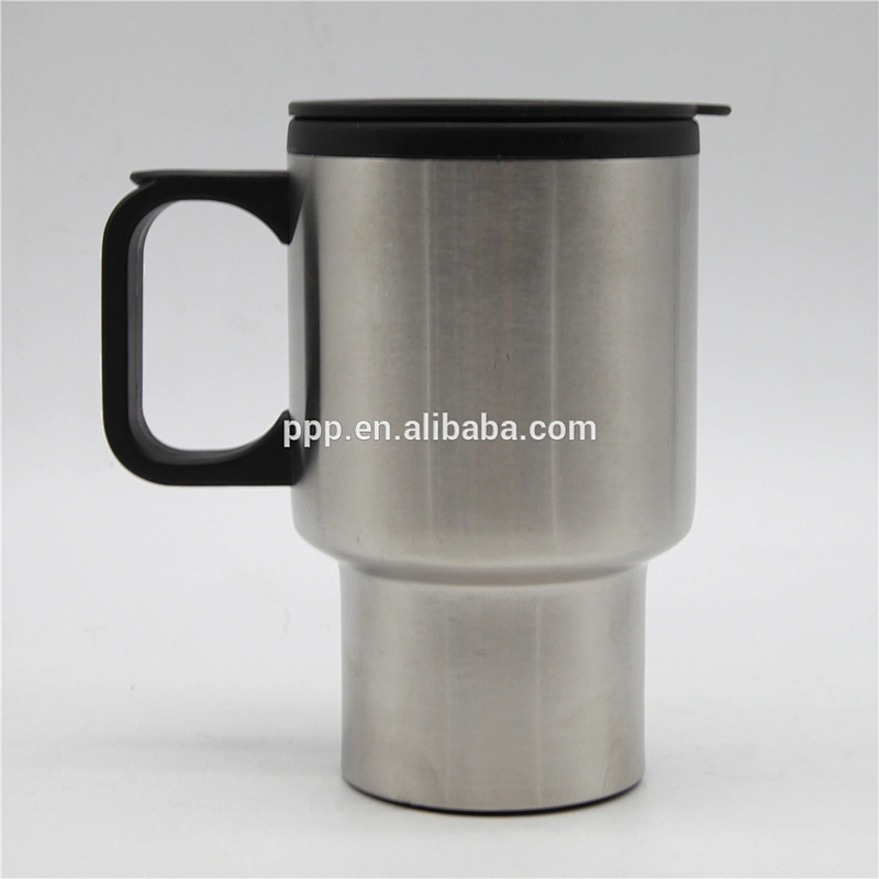 double wall plastic inner stainless steel outer travel mug coffee mug with handle