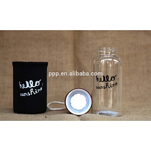 Easy Carry customizable logo Borosilicate Glass Sports Water Bottle