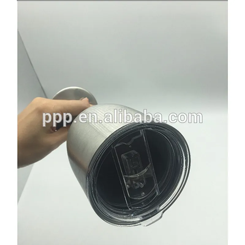 High quality doouble wall stainless steel stemmed wine glass with lid