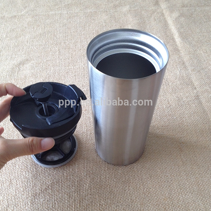 12OZ/16OZ High grade Tumbler Cup Portable All in One Coffee Maker Stainless Steel French Press/logo cusotmized