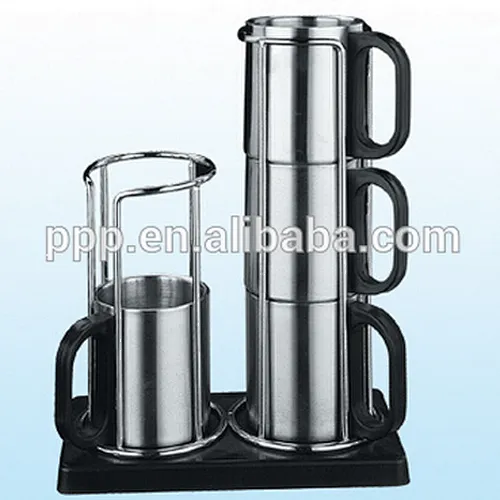 double-wall stainless steel mug set
