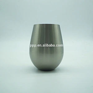 18oz single wall stainless steel high quality egg shaped stemless wine cup