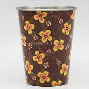 single wall stainless steel thickening type water cup with heat-transfer printing/beer mug/fruit cup without handle