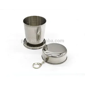 70/150/280ml single wall stainless steel collapsible shot glass with lids and key buckle/Portable Mini Type Hip Flask