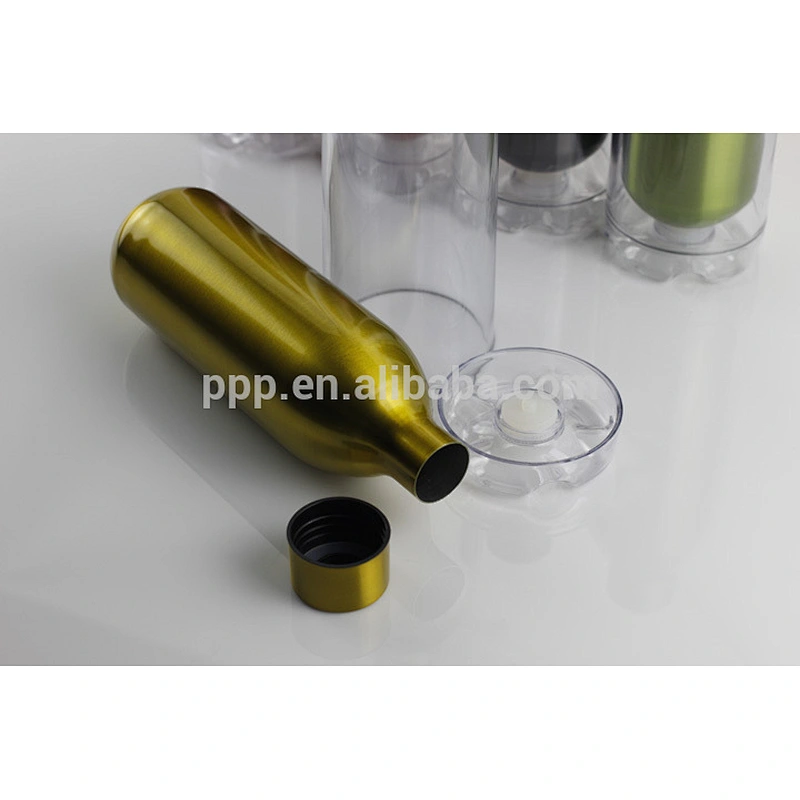 24oz double-wall sports bottle stainless steel liner plastic outer
