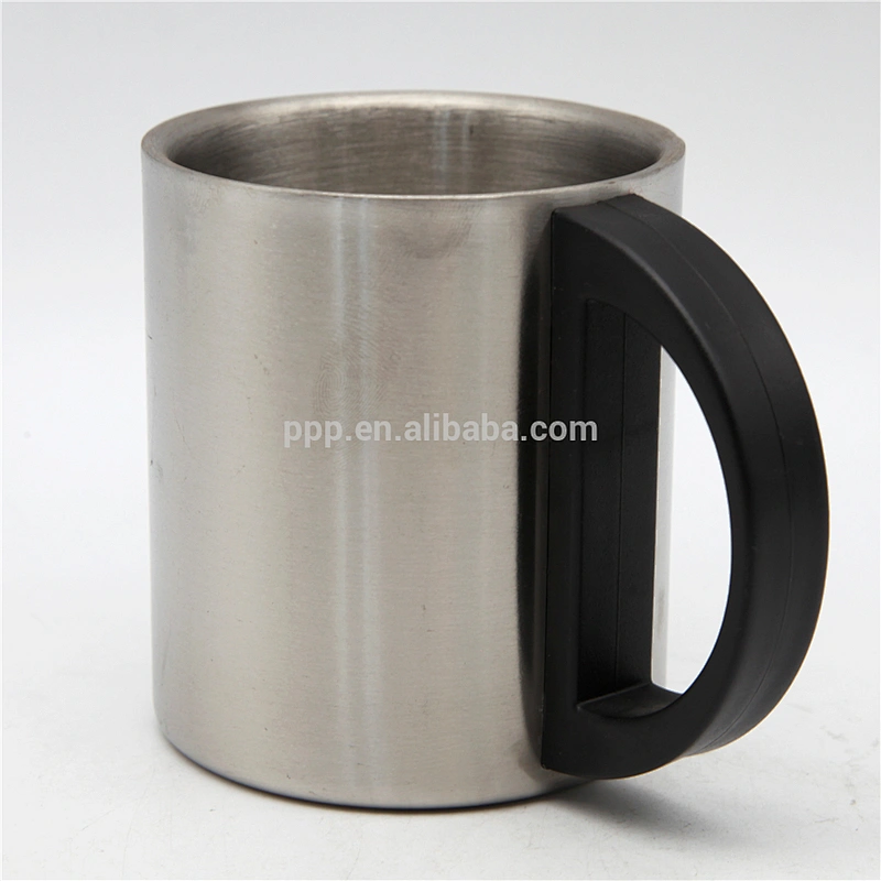 factory wholesale double wall stainless steel logo customized beer mug with fixed plastic semicircular handle/coffee mug