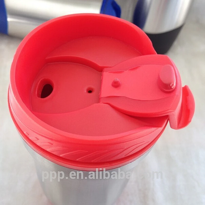 Insulated construction Travel Mug/ Blue Double Wall Stainless steel Drinking Tumbler/ Water Cup With Color Strip