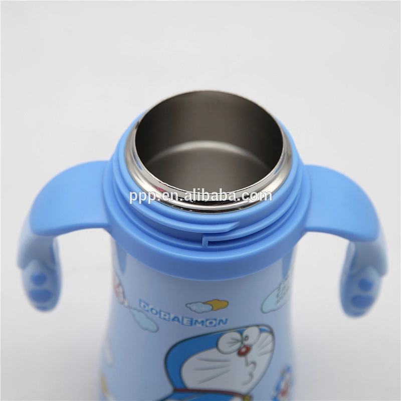 Double wall stainless steel vacuum Bottle children kids straw cup for kids with handle