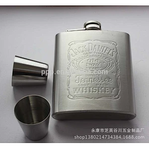 6oz embossed mini flask set with funnel and cups gift box packing hip flask set 18-8 stainless steel hip flask set Pb free