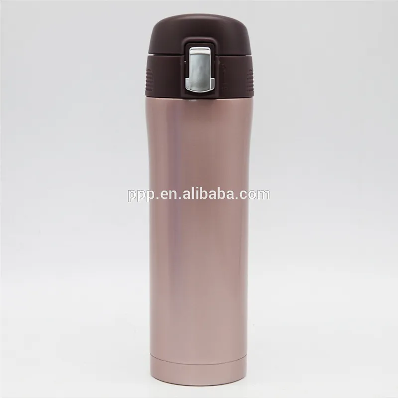 Double wall stainless steel vacuum water bottle with press lid