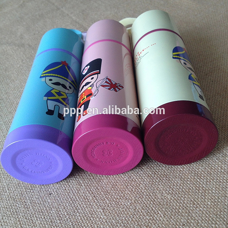 Double wall stainless steel heat tranfer vacuum bottle with strap