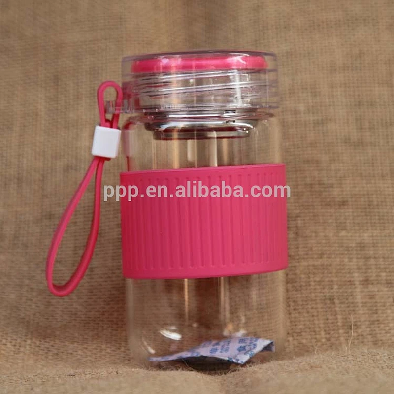 high borosilicate glass drink bottle with tea infuser