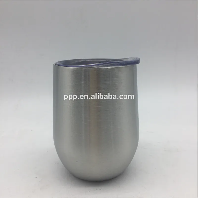 9oz new style double wall stainless steel metal clarity drop tumbler egg shaped cup with lid
