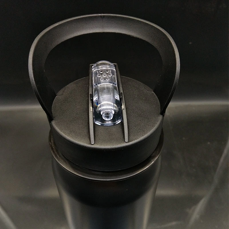 2019 New design single wall 304 stainless steel 750ml/25oz wide mouth sports water bottle with straw type lid