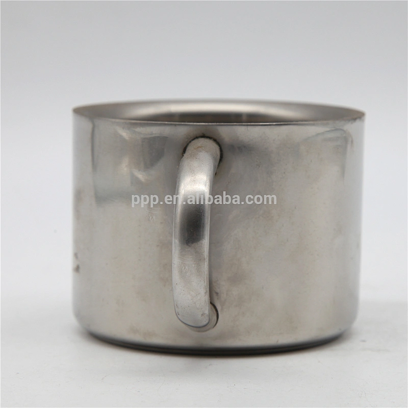 factory wholesale double wall stainless steel logo customized beer mug with fixed semicircular stainless steel handle/coffee mug